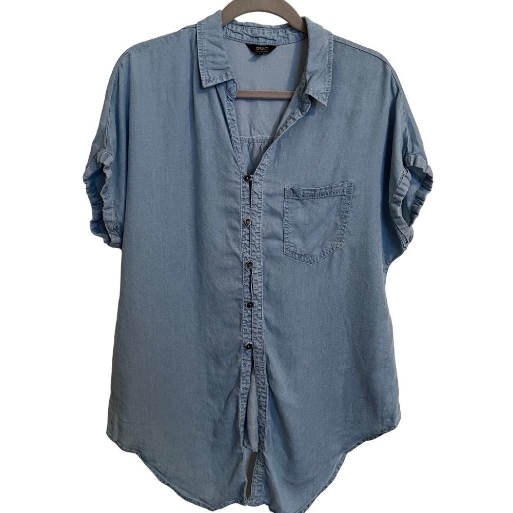 1250C BLOUSE SIZE LARGE POCKET FRONT SHORT ROLLED SLEEVE ECO FRIENDLY‎